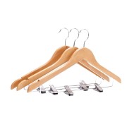 natural wood hangers with clips …..